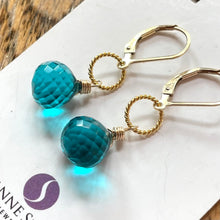 Load image into Gallery viewer, Large Paraiba Blue Quartz Onion Hoop Earrings