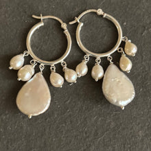 Load image into Gallery viewer, Freshwater Pearl Sterling Silver Hoop Earrings