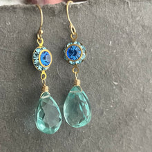 Load image into Gallery viewer, Tanzanite and Aquamarine Blue Dangles