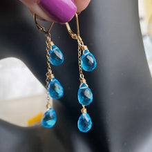 Load image into Gallery viewer, So FABULOUS, Bright Blue Sparkling Teardrop Trio Earrings