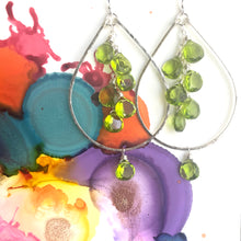 Load image into Gallery viewer, Peridot Quartz Sparkling Double Decker Hoops