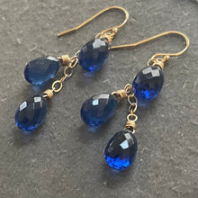 Load image into Gallery viewer, Sapphire Blue Trio Cascade Earrings