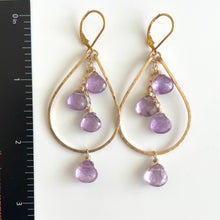 Load image into Gallery viewer, Pink Amethyst Double Decker Hoops- Lavender