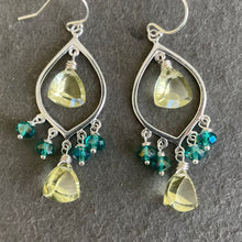 Load image into Gallery viewer, Lemon Quartz Laser Cut Chandelier Earrings