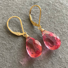 Load image into Gallery viewer, Sparkling Tourmaline Pink Dangle Earrings