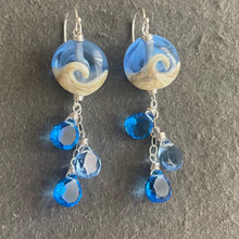 Load image into Gallery viewer, Lampwork Glass Surf Earrings, tanzanite