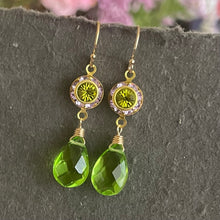 Load image into Gallery viewer, Lavender and Peridot Green Dangles