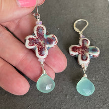 Load image into Gallery viewer, Ceramic and Aqua Chalcedony Dangles, OOAK