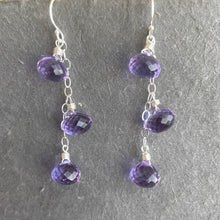 Load image into Gallery viewer, Lavender Grape Trio Earrings, Quartz