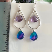 Load image into Gallery viewer, Amethyst Paraiba to Violet Doublet Dangle Earrings