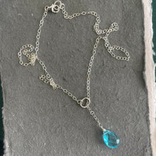 Load image into Gallery viewer, Topaz Blue Quartz Y Lariat Necklace