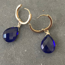 Load image into Gallery viewer, Vibrant Blue Quartz Huggie Earrings