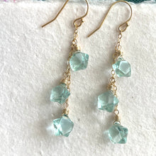 Load image into Gallery viewer, Aqua Quartz Mini Star Trio Earrings