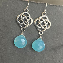Load image into Gallery viewer, Aqua Chalcedony Celtic Dangles