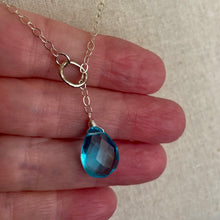 Load image into Gallery viewer, Topaz Blue Quartz Y Lariat Necklace