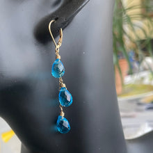 Load image into Gallery viewer, So FABULOUS, Bright Blue Sparkling Teardrop Trio Earrings