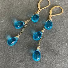 Load image into Gallery viewer, So FABULOUS, Bright Blue Sparkling Teardrop Trio Earrings