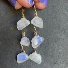 Load image into Gallery viewer, Head in the Clouds Rainbow Moonstone Earrings, OOAK