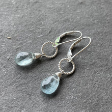Load image into Gallery viewer, Aquamarine Hooplette earrings