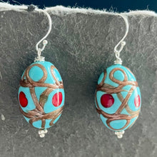 Load image into Gallery viewer, Turquoise Egg Murano Glass Dangle Earrings