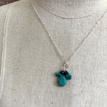 Load image into Gallery viewer, Natural Turquoise and Rhodolite Garnet Cluster Necklace, OOAK