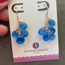 Load image into Gallery viewer, Deep Tanzanite Blue Earrings, Leverback Optional, Super Sparkly Quartz
