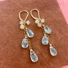 Load image into Gallery viewer, Aquamarine blue Kyanite and Opal earrings