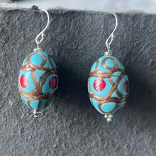 Load image into Gallery viewer, Turquoise Egg Murano Glass Dangle Earrings
