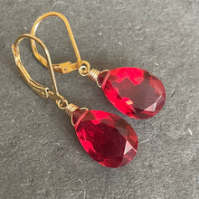 Load image into Gallery viewer, Ruby Red Sparkle Dangles