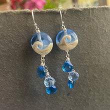 Load image into Gallery viewer, Lampwork Glass Surf Earrings, tanzanite