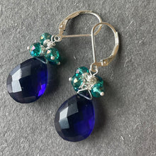 Load image into Gallery viewer, Deep Tanzanite Quartz and Kyanite Crystal Dangles