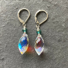 Load image into Gallery viewer, Dewdrop Rainbow Opalite and Crystal earrings, metal and earwire options