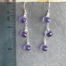 Load image into Gallery viewer, Lavender Grape Trio Earrings, Quartz