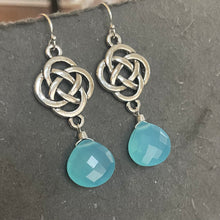 Load image into Gallery viewer, Aqua Chalcedony Celtic Dangles