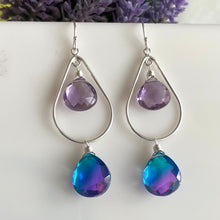 Load image into Gallery viewer, Amethyst Paraiba to Violet Doublet Dangle Earrings