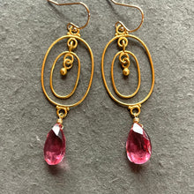 Load image into Gallery viewer, Sparkling Pink Circle Hoops, OOAK
