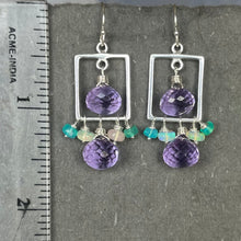 Load image into Gallery viewer, Lavender Grape and Opal Square Earrings, Quartz
