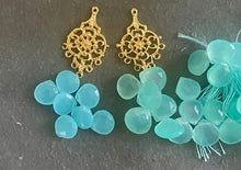 Load image into Gallery viewer, Blue chalcedony and opal filigree Chandelier Earrings