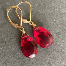 Load image into Gallery viewer, Ruby Red Sparkle Dangles