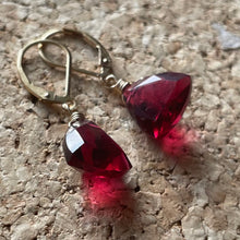 Load image into Gallery viewer, Ravishing Ruby Red Trillion Dangle Earrings