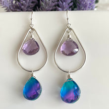 Load image into Gallery viewer, Amethyst Paraiba to Violet Doublet Dangle Earrings
