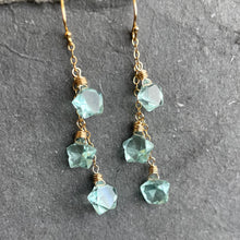 Load image into Gallery viewer, Aqua Quartz Mini Star Trio Earrings