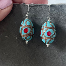 Load image into Gallery viewer, Turquoise Egg Murano Glass Dangle Earrings