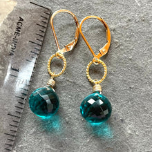 Load image into Gallery viewer, Large Paraiba Blue Quartz Onion Hoop Earrings
