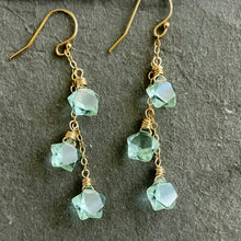 Load image into Gallery viewer, Aqua Quartz Mini Star Trio Earrings