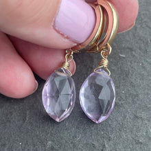 Load image into Gallery viewer, Pink Amethyst Marquis Earrings, Huggies