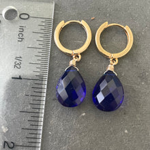 Load image into Gallery viewer, Vibrant Blue Quartz Huggie Earrings