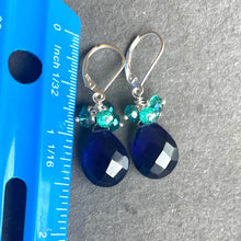 Load image into Gallery viewer, Deep Tanzanite Quartz and Kyanite Crystal Dangles