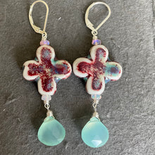 Load image into Gallery viewer, Ceramic and Aqua Chalcedony Dangles, OOAK