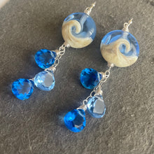 Load image into Gallery viewer, Lampwork Glass Surf Earrings, tanzanite